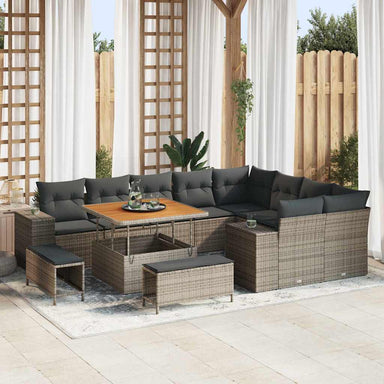 Tuin Sofa Set 12 st 9-Aantal zitplaatsen Grijs poly rattan