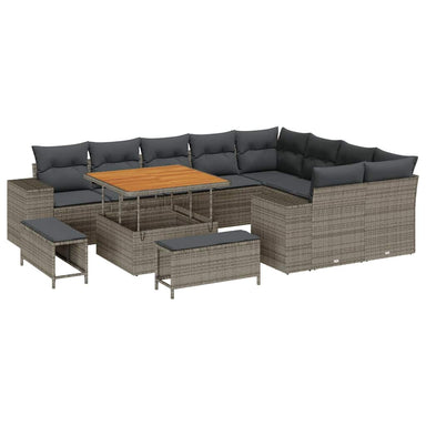 Tuin Sofa Set 12 st 9-Aantal zitplaatsen Grijs poly rattan