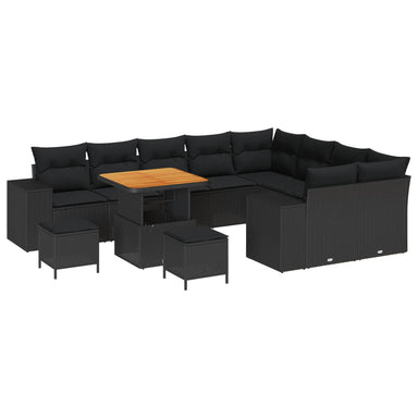 Tuin Sofa Set 12 st 9-Aantal zitplaatsen Zwart poly rattan