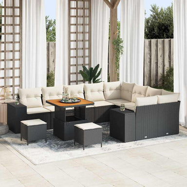 Tuin Sofa Set 12 st 9-Aantal zitplaatsen Zwart en Crème