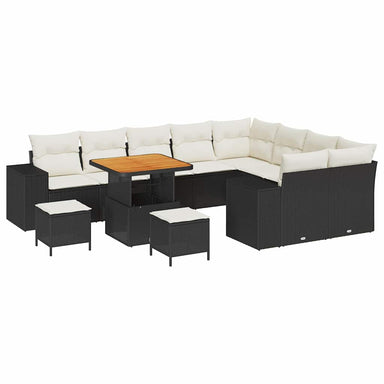 Tuin Sofa Set 12 st 9-Aantal zitplaatsen Zwart en Crème