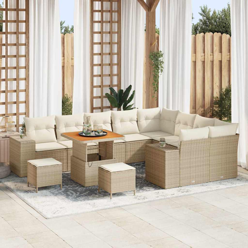Tuin Sofa Set 12 st 9-Aantal zitplaatsen Beige en Crème