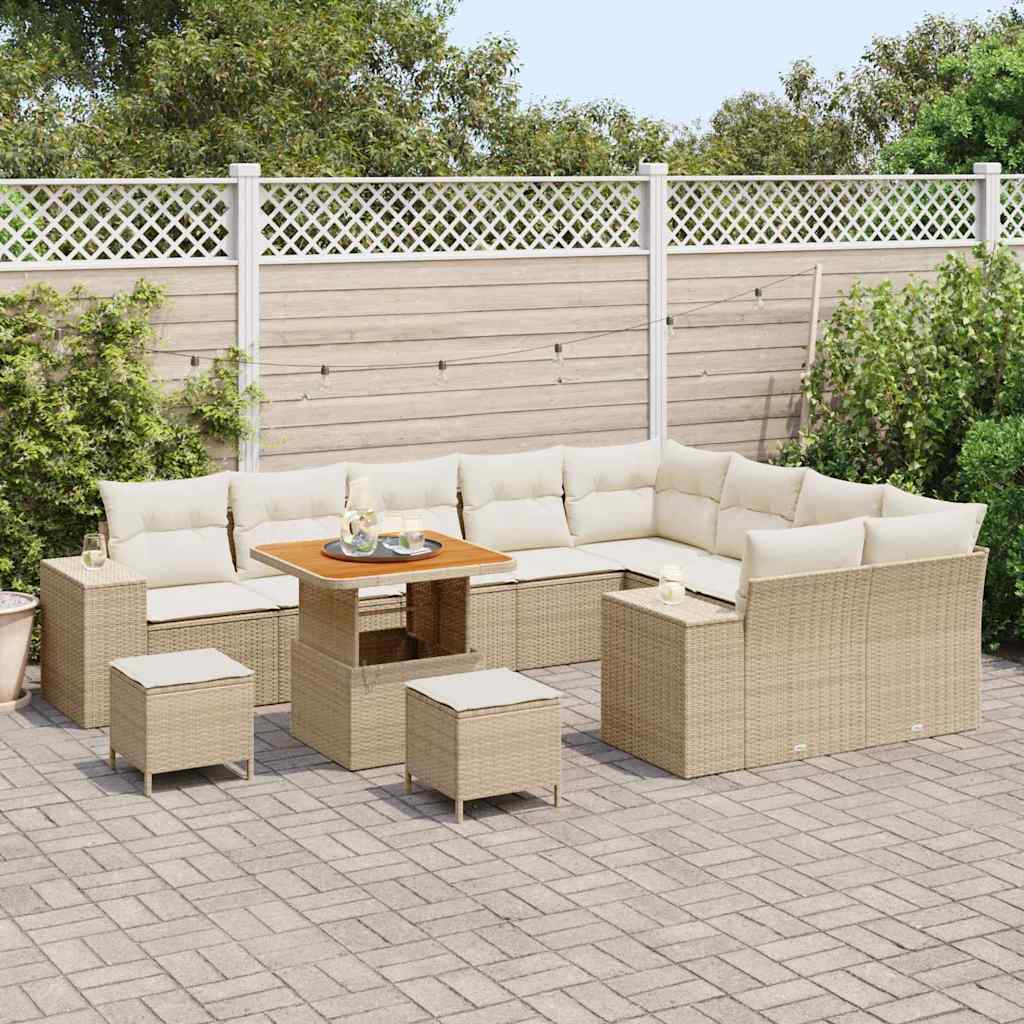 Tuin Sofa Set 12 st 9-Aantal zitplaatsen Beige en Crème