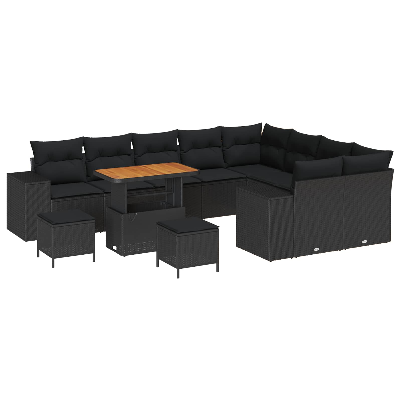 Tuin Sofa Set 12 st 9-Aantal zitplaatsen Zwart poly rattan