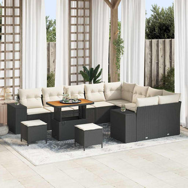 Tuin Sofa Set 12 st 9-Aantal zitplaatsen Zwart en Crème
