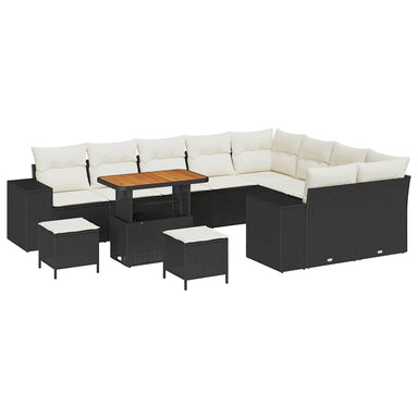 Tuin Sofa Set 12 st 9-Aantal zitplaatsen Zwart en Crème