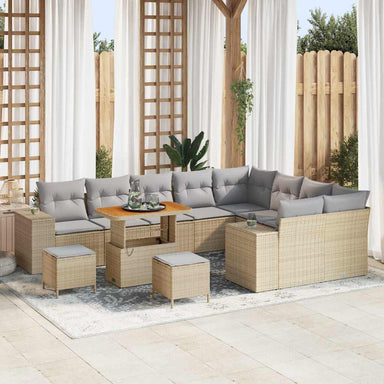 Tuin Sofa Set 12 st 9-Aantal zitplaatsen Beige en Licht Grijs