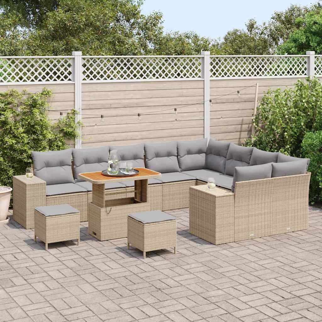 Tuin Sofa Set 12 st 9-Aantal zitplaatsen Beige en Licht Grijs