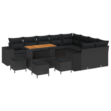 Tuin Sofa Set 13 st 9-Aantal zitplaatsen Zwart poly rattan