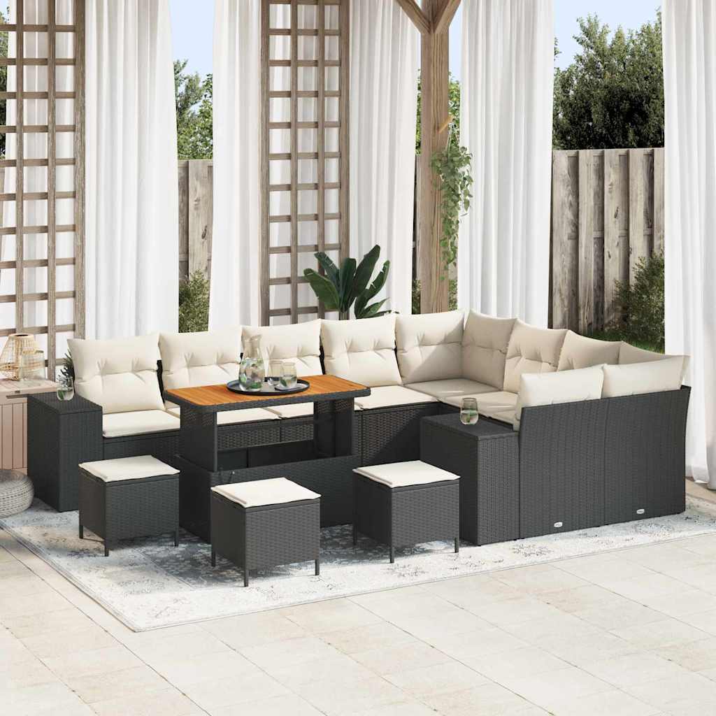Tuin Sofa Set 13 st 9-Aantal zitplaatsen Zwart en Crème
