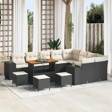 Tuin Sofa Set 13 st 9-Aantal zitplaatsen Zwart en Crème