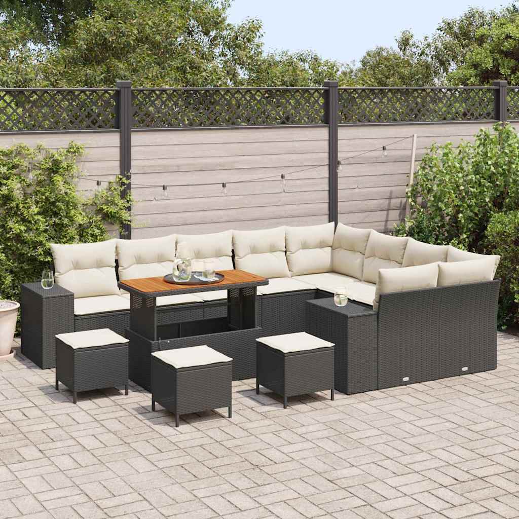 Tuin Sofa Set 13 st 9-Aantal zitplaatsen Zwart en Crème