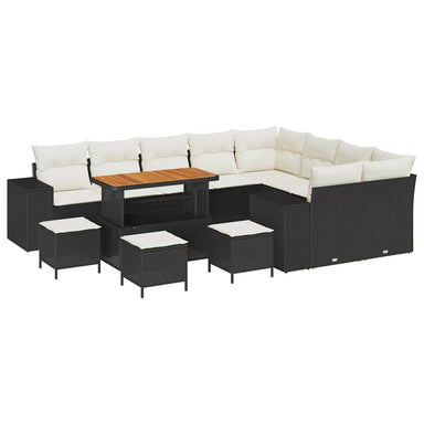 Tuin Sofa Set 13 st 9-Aantal zitplaatsen Zwart en Crème