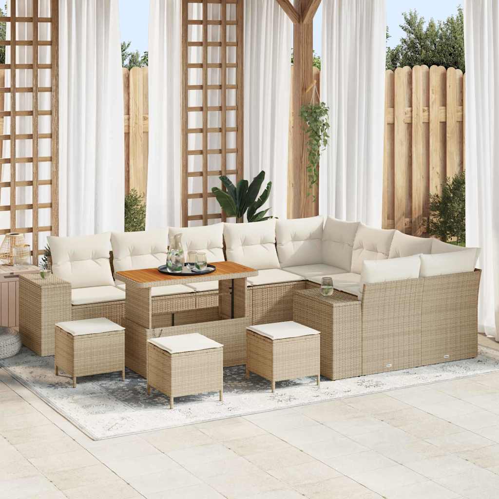 Tuin Sofa Set 13 st 9-Aantal zitplaatsen Beige en Crème