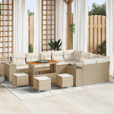 Tuin Sofa Set 13 st 9-Aantal zitplaatsen Beige en Crème