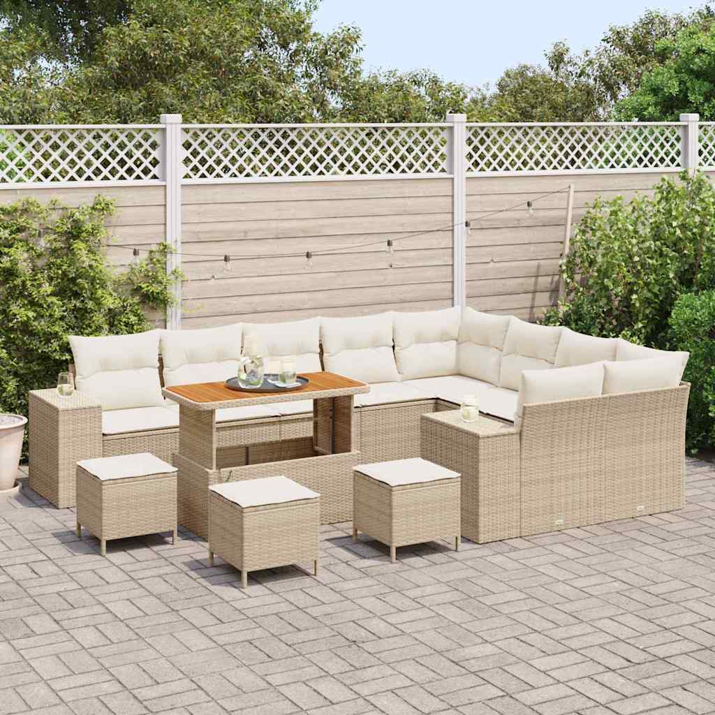 Tuin Sofa Set 13 st 9-Aantal zitplaatsen Beige en Crème