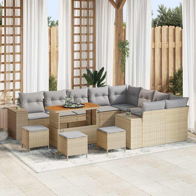 Tuin Sofa Set 13 st 9-Aantal zitplaatsen Beige en Licht Grijs