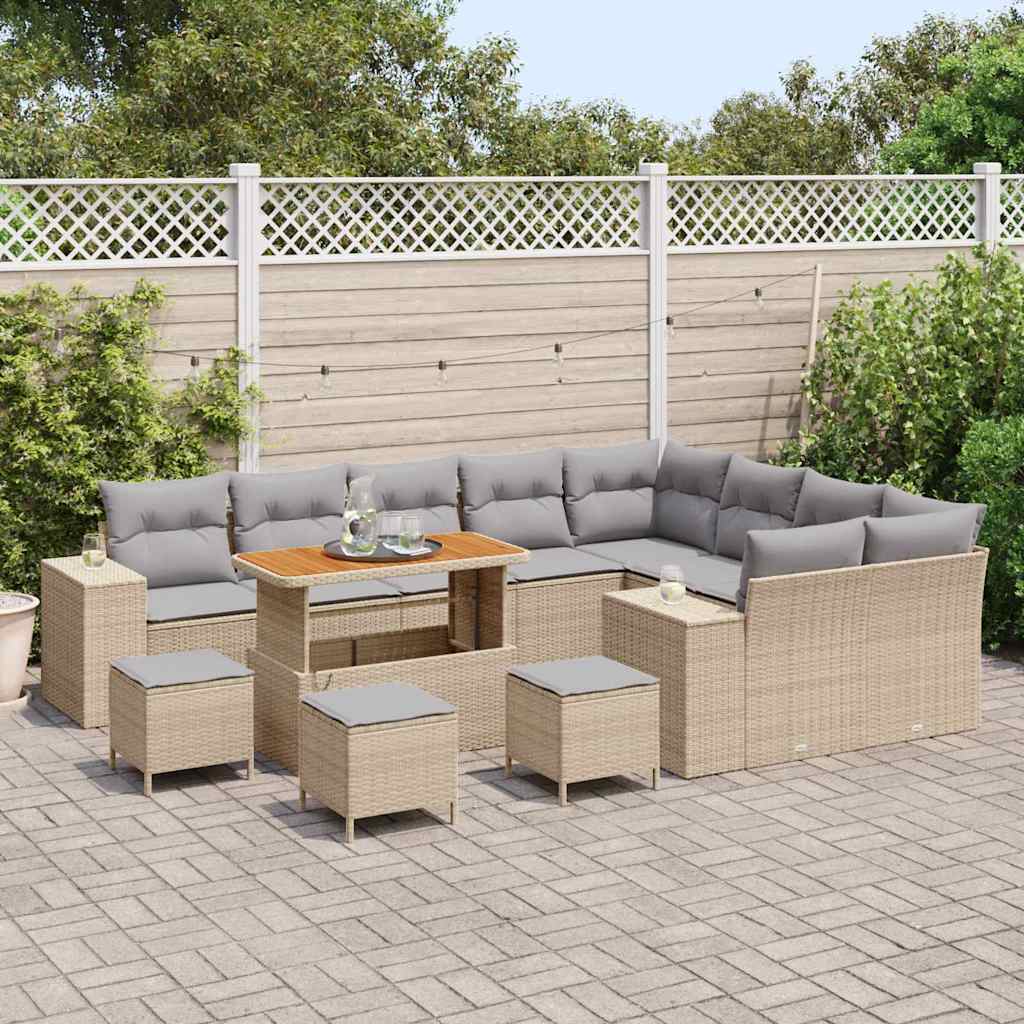 Tuin Sofa Set 13 st 9-Aantal zitplaatsen Beige en Licht Grijs