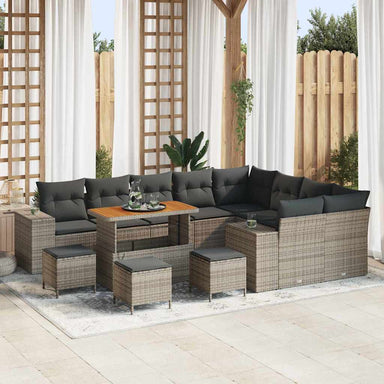 Tuin Sofa Set 13 st 9-Aantal zitplaatsen Grijs poly rattan