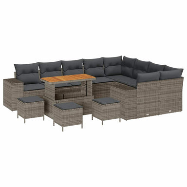 Tuin Sofa Set 13 st 9-Aantal zitplaatsen Grijs poly rattan