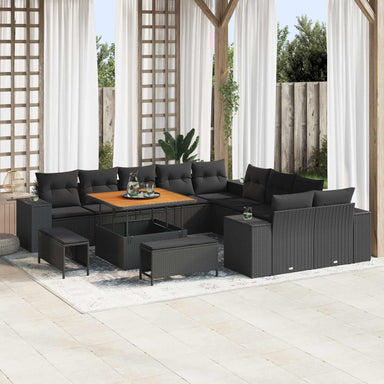 Tuin Sofa Set 13 st Zwart poly rattan