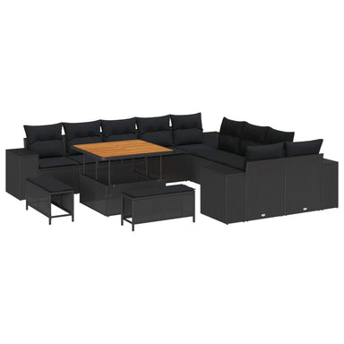 Tuin Sofa Set 13 st Zwart poly rattan