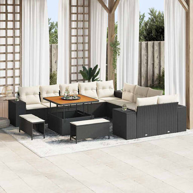 Tuin Sofa Set 13 st Zwart en Crème poly rattan