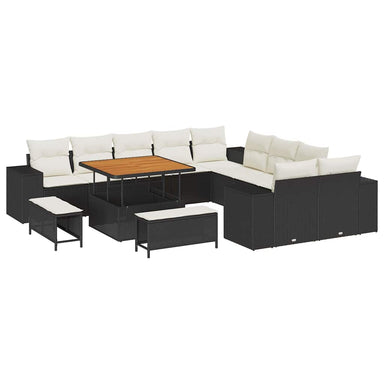 Tuin Sofa Set 13 st Zwart en Crème poly rattan