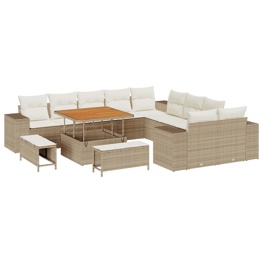 Tuin Sofa Set 13 st Beige en Crème poly rattan