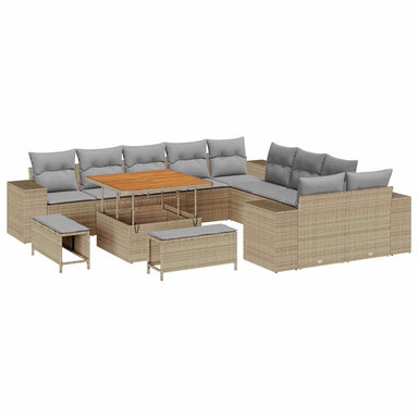 Tuin Sofa Set 13 st Beige en Licht Grijs poly rattan