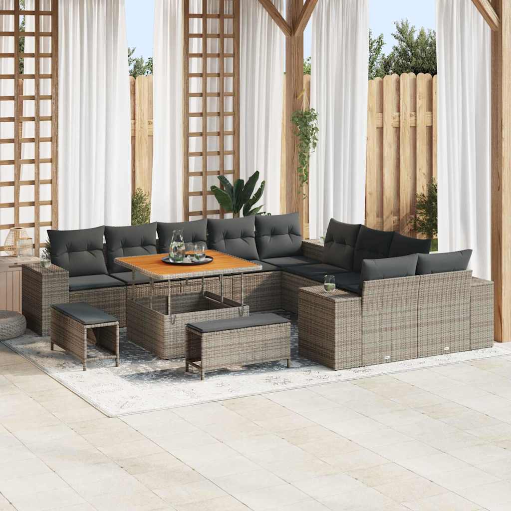 Tuin Sofa Set 13 st Grijs poly rattan