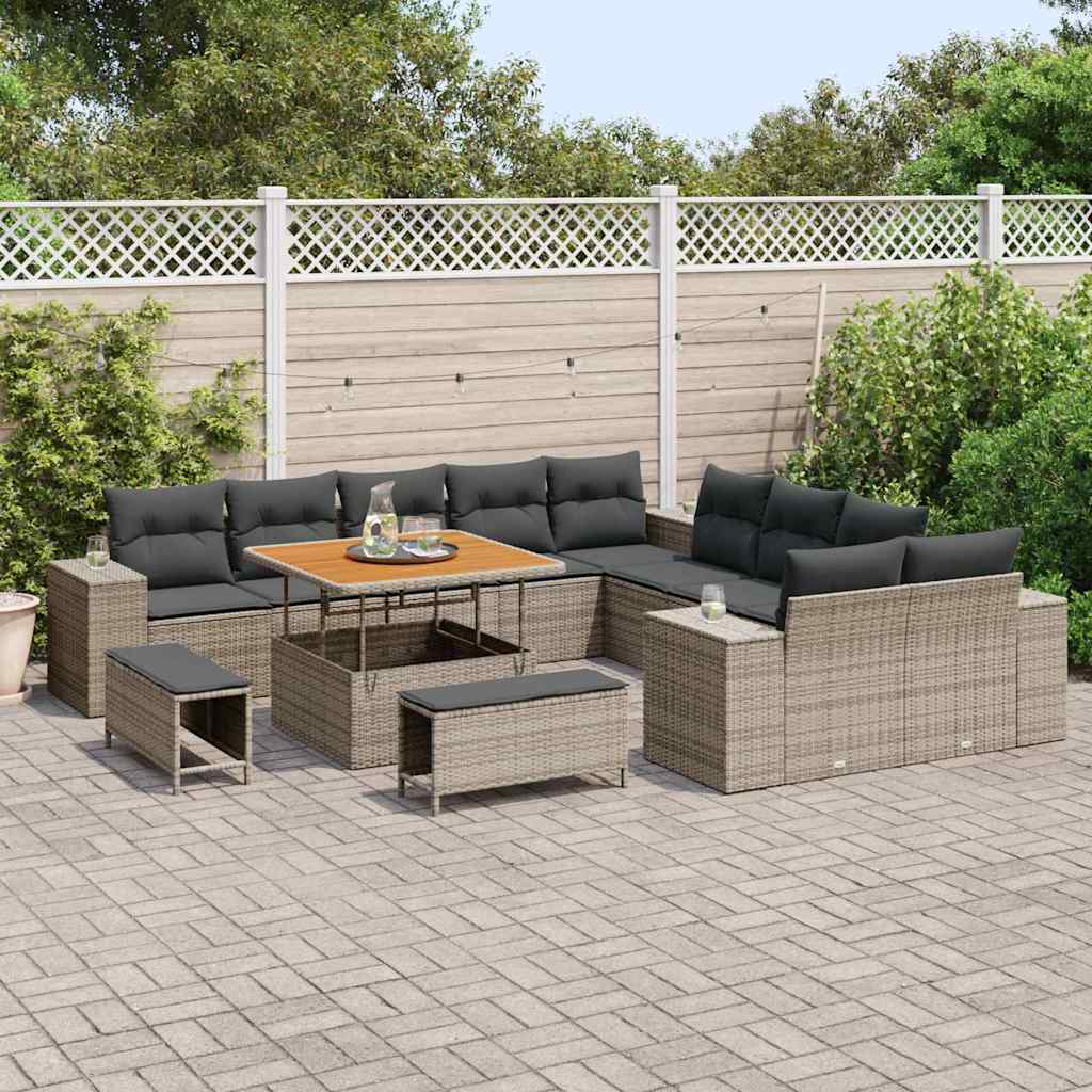 Tuin Sofa Set 13 st Grijs poly rattan