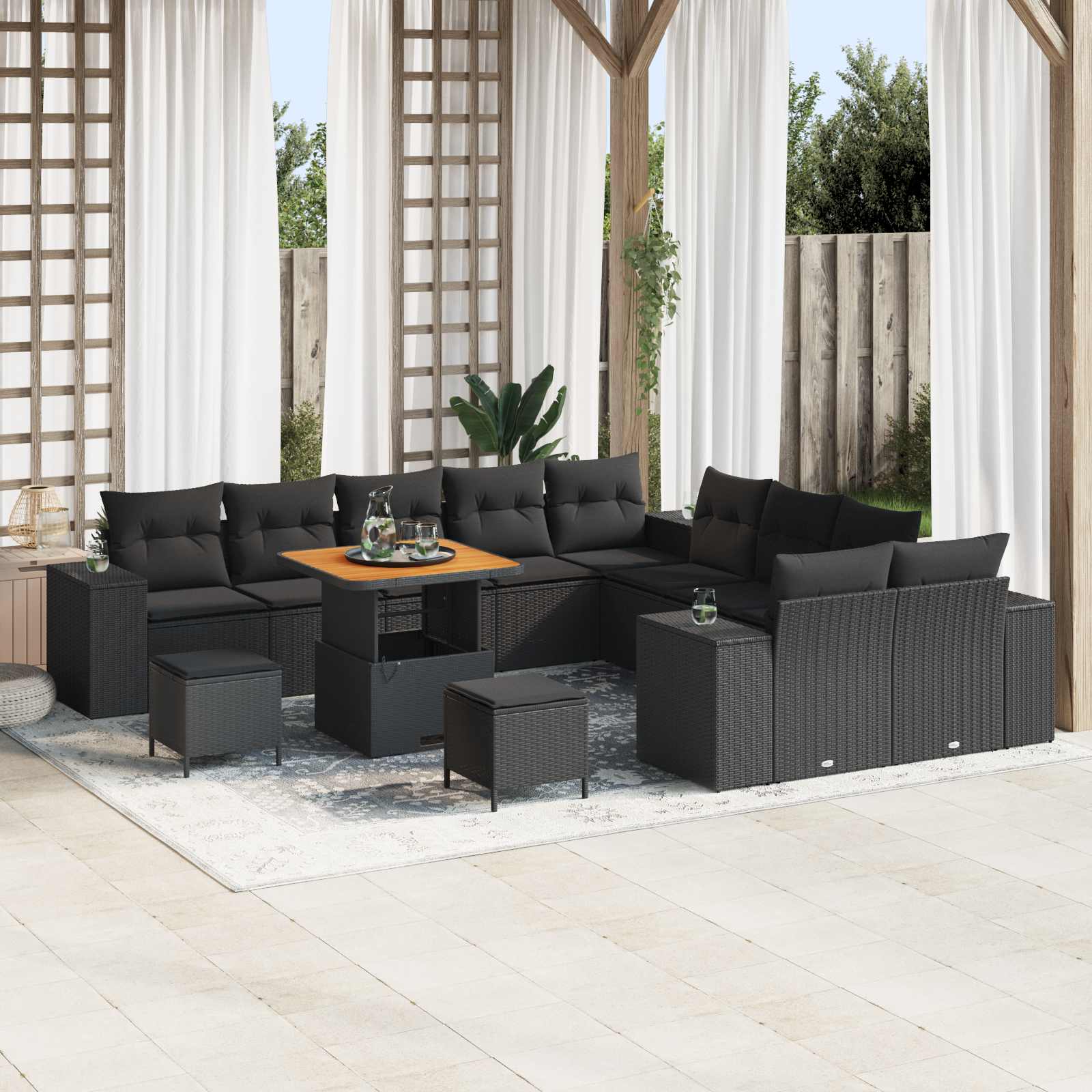 Tuin Sofa Set 13 st Zwart poly rattan