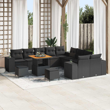 Tuin Sofa Set 13 st Zwart poly rattan