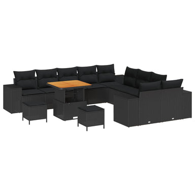 Tuin Sofa Set 13 st Zwart poly rattan