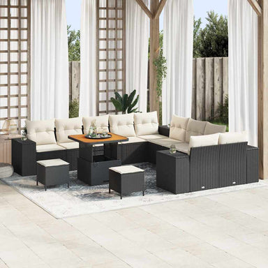 Tuin Sofa Set 13 st Zwart en Crème poly rattan