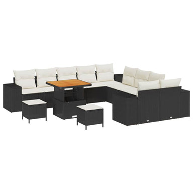 Tuin Sofa Set 13 st Zwart en Crème poly rattan