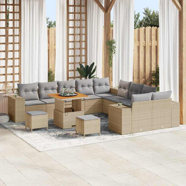 Tuin Sofa Set 13 st Beige en Licht Grijs poly rattan