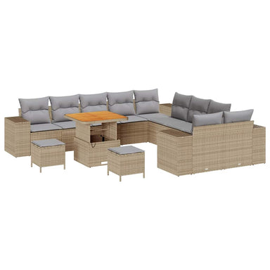 Tuin Sofa Set 13 st Beige en Licht Grijs poly rattan