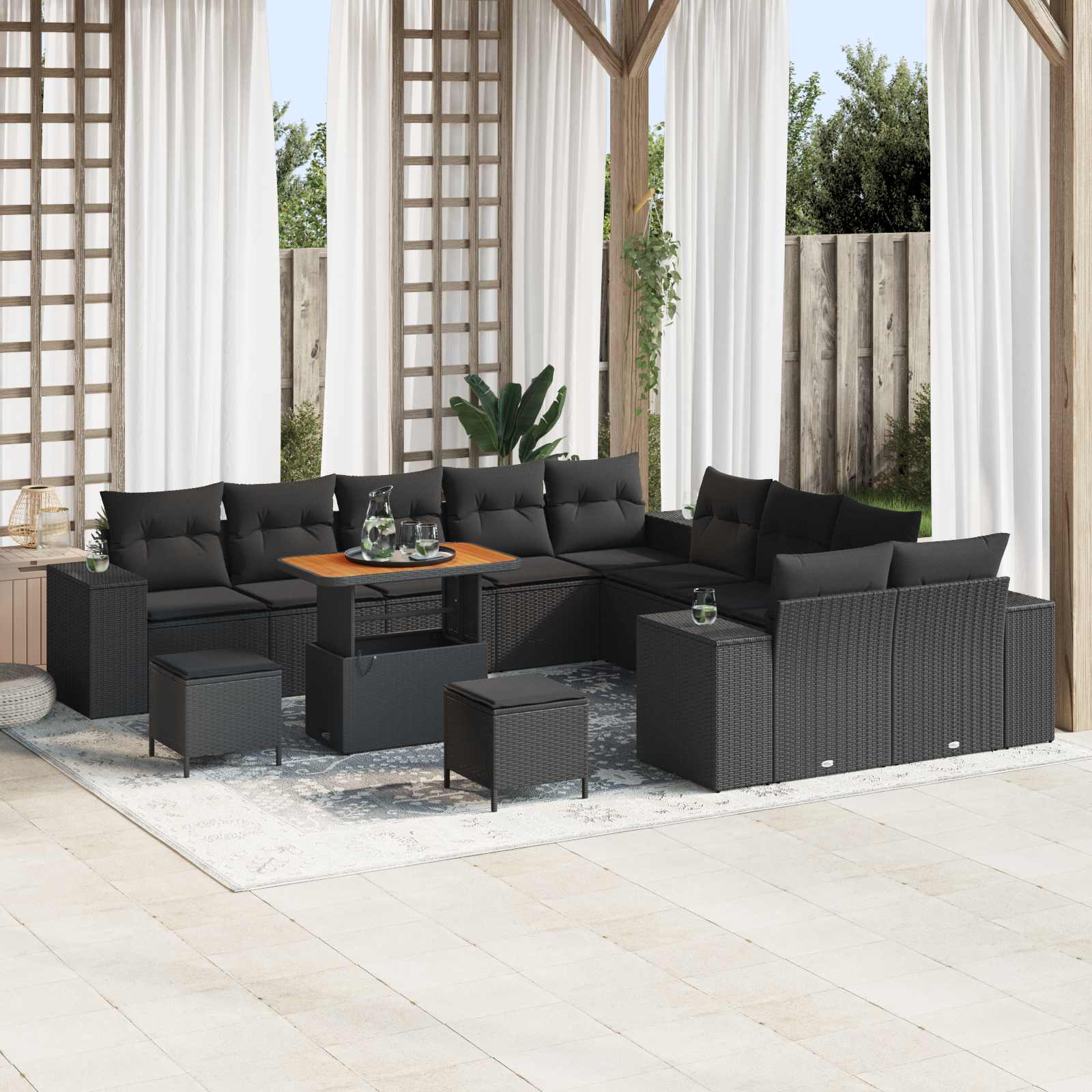 Tuin Sofa Set 13 st Zwart poly rattan