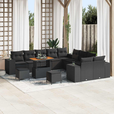 Tuin Sofa Set 13 st Zwart poly rattan