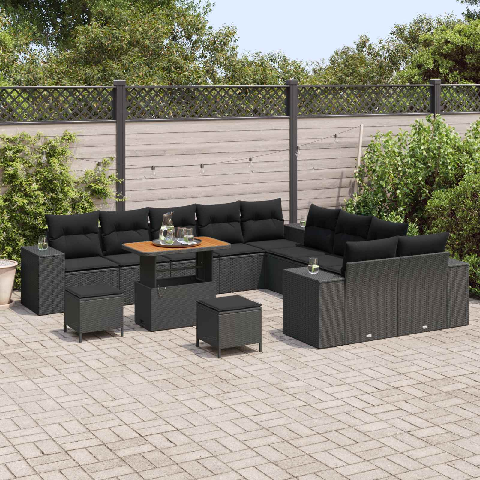 Tuin Sofa Set 13 st Zwart poly rattan