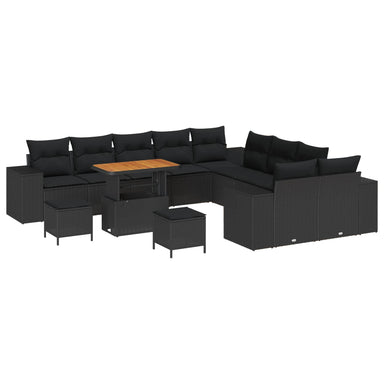 Tuin Sofa Set 13 st Zwart poly rattan
