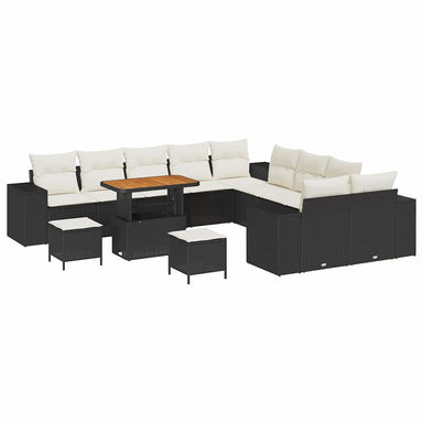Tuin Sofa Set 13 st Zwart en Crème poly rattan