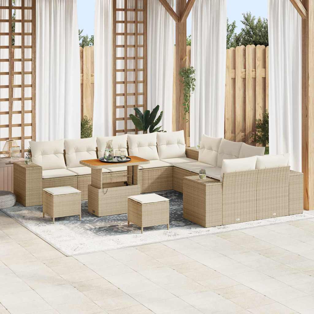Tuin Sofa Set 13 st Beige en Crème poly rattan