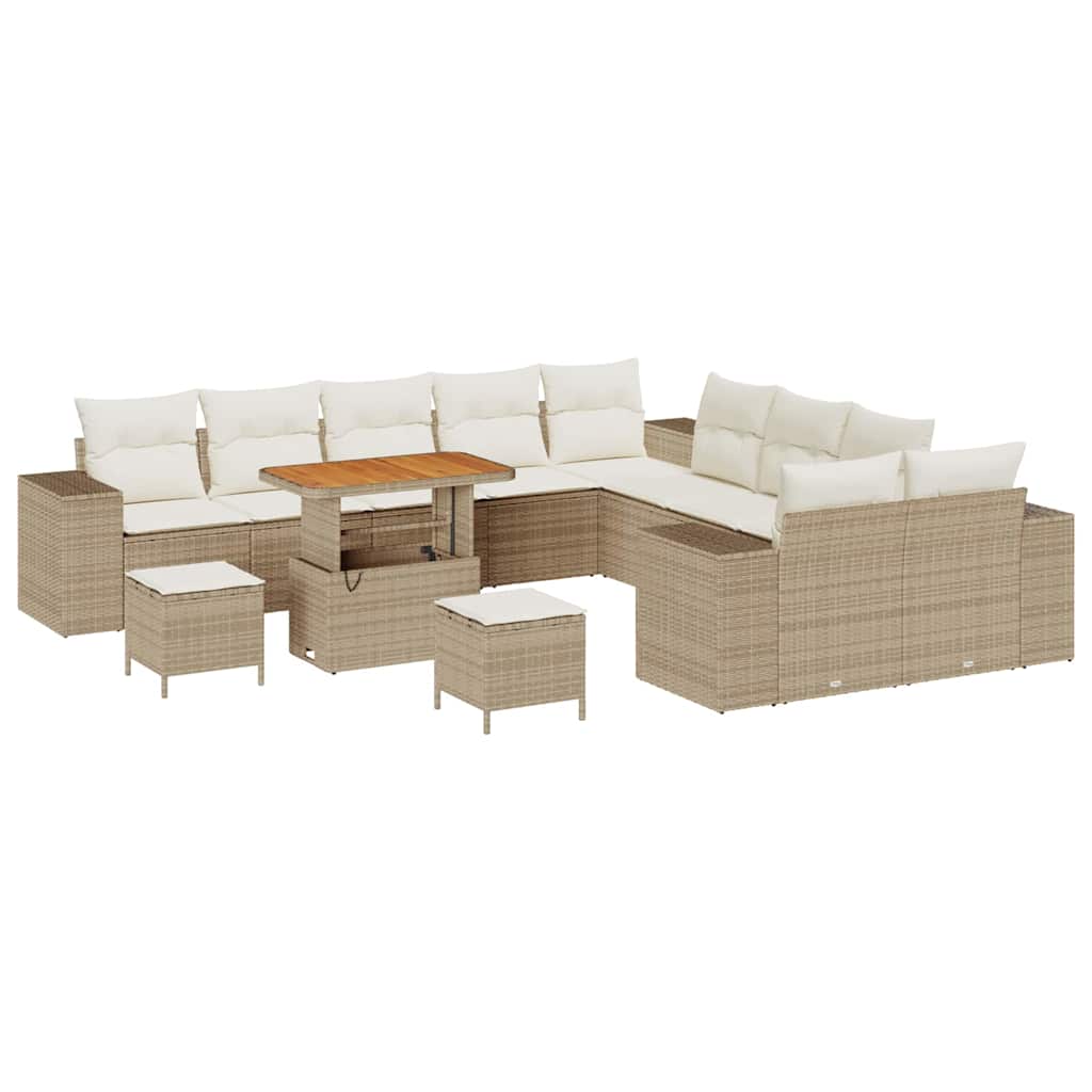 Tuin Sofa Set 13 st Beige en Crème poly rattan