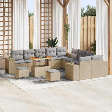 Tuin Sofa Set 13 st Beige en Licht Grijs poly rattan