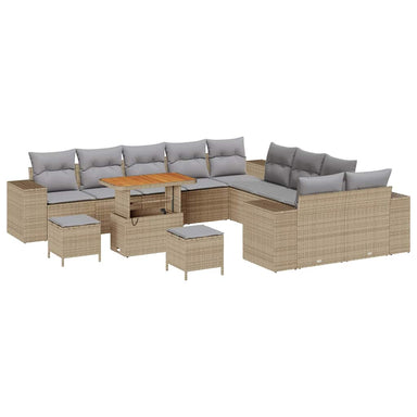 Tuin Sofa Set 13 st Beige en Licht Grijs poly rattan