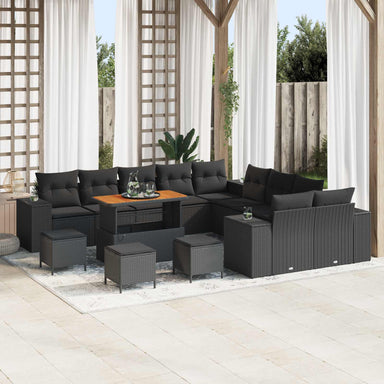 Tuin Sofa Set 14 st Zwart poly rattan