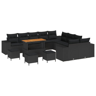 Tuin Sofa Set 14 st Zwart poly rattan